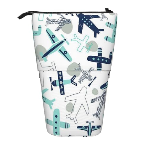 ESNAIUVCD Federmäppchen mit Flugzeugdruck, personalisierbar, mit individuellem Namen, für Studenten, Kinder, Erwachsene, für Schule, Büro von ESNAIUVCD