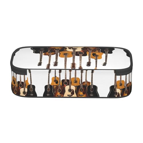 ESNAIUVCD Federmäppchen mit Gitarren-Aufdruck für Kinder, Schulstifte, großes Fassungsvermögen, Federmäppchen, Grundschule, Schreibwarentaschen von ESNAIUVCD