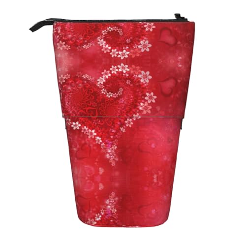 ESNAIUVCD Federmäppchen mit Herz-Blumendruck, personalisierbar, einziehbar, personalisierbar, für Studenten, Kinder, Erwachsene, für Schule, Büro von ESNAIUVCD