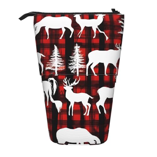 ESNAIUVCD Federmäppchen mit Kuhh-Motiv, Weihnachtsdruck, personalisierbar, einziehbar, personalisierbar, für Studenten, Kinder, Erwachsene, für Schule, Büro von ESNAIUVCD