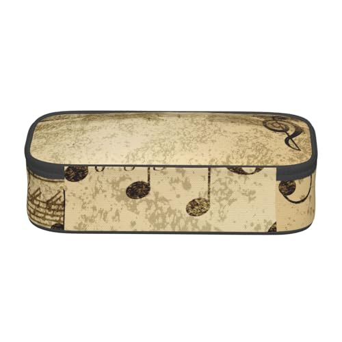 ESNAIUVCD Federmäppchen mit Musiknoten auf altem Papier, für Kinder, Schulstifte, große Kapazität, Federmäppchen, Grundschule, Schreibwarenbeutel von ESNAIUVCD