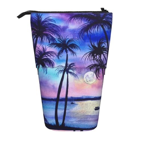 ESNAIUVCD Federmäppchen mit Palmenmuster, personalisierbar, einziehbar, personalisierbar, für Studenten, Kinder, Erwachsene, für Schule, Büro von ESNAIUVCD