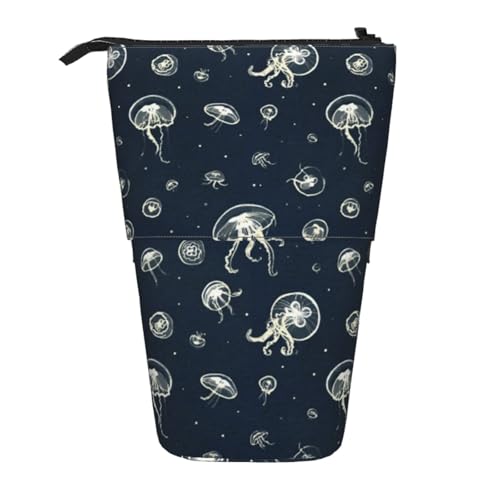 ESNAIUVCD Federmäppchen mit Quallen-Muster, personalisierbar, einziehbar, personalisierbar, für Studenten, Kinder, Erwachsene, für Schule, Büro von ESNAIUVCD