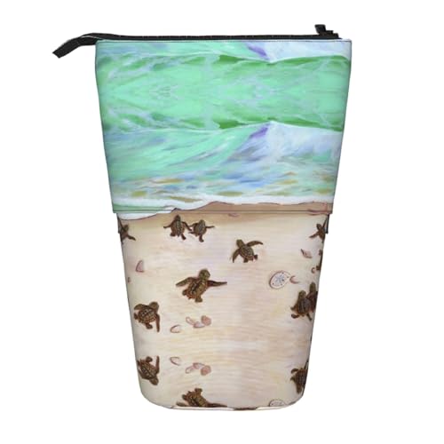 ESNAIUVCD Federmäppchen mit Schildkröten-Strand-Aufdruck, personalisierbar, personalisierbar, für Studenten, Kinder, Erwachsene, für Schule, Büro von ESNAIUVCD