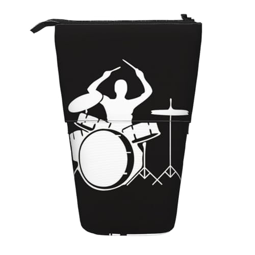 ESNAIUVCD Federmäppchen mit Schlagzeug-Aufdruck, personalisierbar, mit individuellem Namen, für Studenten, Kinder, Erwachsene, für Schule, Büro von ESNAIUVCD