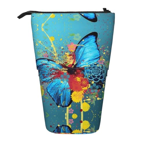 ESNAIUVCD Federmäppchen mit Schmetterlingsmuster, personalisierbar, einziehbar, personalisierbar, für Studenten, Kinder, Erwachsene, für Schule, Büro von ESNAIUVCD