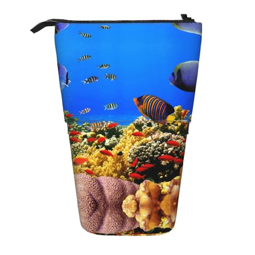 ESNAIUVCD Federmäppchen mit Seefisch-Muster, personalisierbar, einziehbar, personalisierbar, für Studenten, Kinder, Erwachsene, für Schule, Büro von ESNAIUVCD