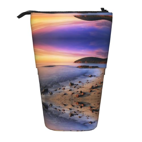 ESNAIUVCD Federmäppchen mit Sonnenaufgang am Strand, personalisierbar, einziehbar, personalisierbar, für Studenten, Kinder, Erwachsene, für Schule, Büro von ESNAIUVCD