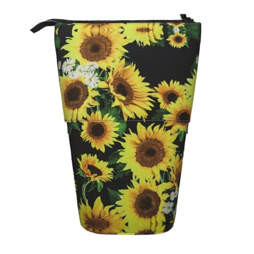 ESNAIUVCD Federmäppchen mit Sonnenblumen-Aufdruck, personalisierbar, personalisierbar, für Studenten, Kinder, Erwachsene, für Schule, Büro von ESNAIUVCD