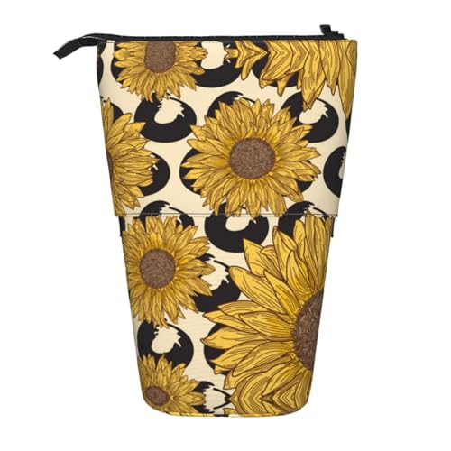 ESNAIUVCD Federmäppchen mit Sonnenblumen-Aufdruck, personalisierbar, personalisierbar, für Studenten, Kinder, Erwachsene, für Schule, Büro von ESNAIUVCD