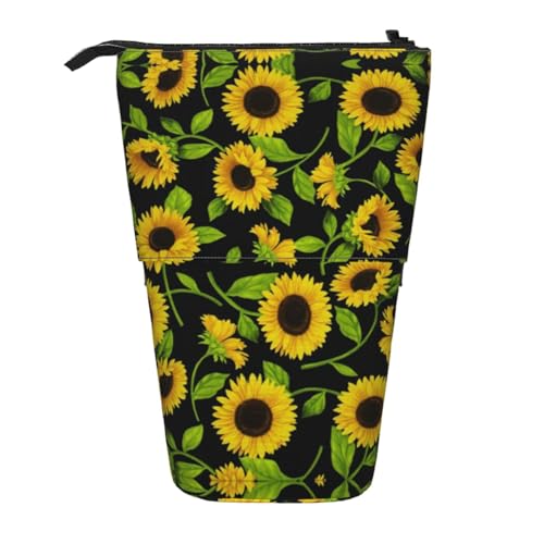 ESNAIUVCD Federmäppchen mit Sonnenblumen-Aufdruck, personalisierbar, personalisierbar, für Studenten, Kinder, Erwachsene, für Schule, Büro von ESNAIUVCD