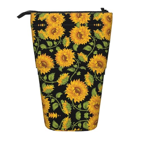 ESNAIUVCD Federmäppchen mit Sonnenblumen-Muster, personalisierbar, einziehbar, personalisierbar, für Studenten, Kinder, Erwachsene, für Schule, Büro von ESNAIUVCD