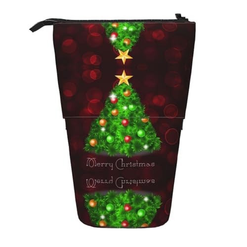 ESNAIUVCD Federmäppchen mit Weihnachtsbaum-Aufdruck, personalisierbar, einziehbar, personalisierbar, für Studenten, Kinder, Erwachsene, für Schule, Büro von ESNAIUVCD