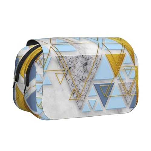 ESNAIUVCD Federmäppchen mit abstraktem geometrischem Muster, großes Fassungsvermögen, doppellagig, geeignet für Jungen, Mädchen und Erwachsene. Diese Büro-Stifttasche mit Fächern, Schwarz von ESNAIUVCD