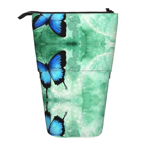 ESNAIUVCD Federmäppchen mit blauem Schmetterlingsmuster, personalisierbar, personalisierbar, für Studenten, Kinder, Erwachsene, für Schule, Büro von ESNAIUVCD