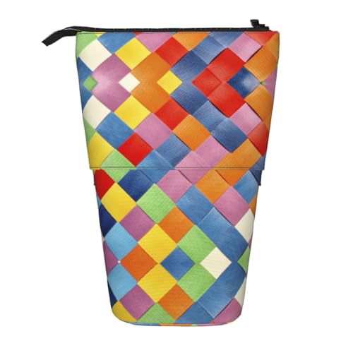 ESNAIUVCD Federmäppchen mit buntem Karomuster, personalisierbar, personalisierbar, für Studenten, Kinder, Erwachsene, für Schule, Büro von ESNAIUVCD