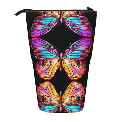 ESNAIUVCD Federmäppchen mit buntem Schmetterlings-Aufdruck, personalisierbar, personalisierbar, für Studenten, Kinder, Erwachsene, für Schule, Büro von ESNAIUVCD