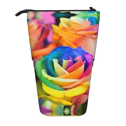 ESNAIUVCD Federmäppchen mit farbigem Rosen-Druck, personalisierbar, personalisierbar, für Studenten, Kinder, Erwachsene, für Schule, Büro von ESNAIUVCD