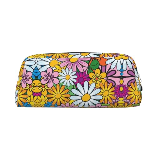 ESNAIUVCD Federmäppchen mit niedlichem Cartoon-Blumendruck, Reißverschluss, großes Federmäppchen, Arbeit, Reisen, multifunktionales Federmäppchen, Make-up-Tasche, silber, Einheitsgröße, Kosmetikkoffer von ESNAIUVCD