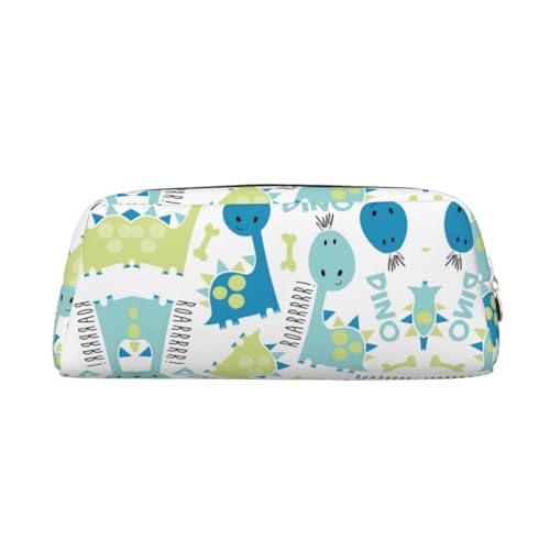 ESNAIUVCD Federmäppchen mit niedlichem Dinosaurier-Druck, Reißverschluss, großes Federmäppchen, Arbeit, Reisen, multifunktionales Federmäppchen, Make-up-Tasche, silber, Einheitsgröße, Kosmetikkoffer von ESNAIUVCD