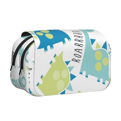 ESNAIUVCD Federmäppchen mit niedlichem Dinosaurier-Druck, großes Fassungsvermögen, doppellagig, geeignet für Jungen, Mädchen und Erwachsene. Diese Büro-Stifttasche mit Fächer, Schwarz , Einheitsgröße von ESNAIUVCD