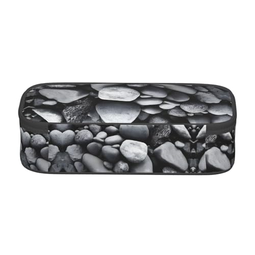 ESNAIUVCD Federmäppchen mit vielen schwarzen Kieselsteinen, für Kinder, Schulstifte, großes Fassungsvermögen, für Grundschule, Schreibwarenbeutel von ESNAIUVCD