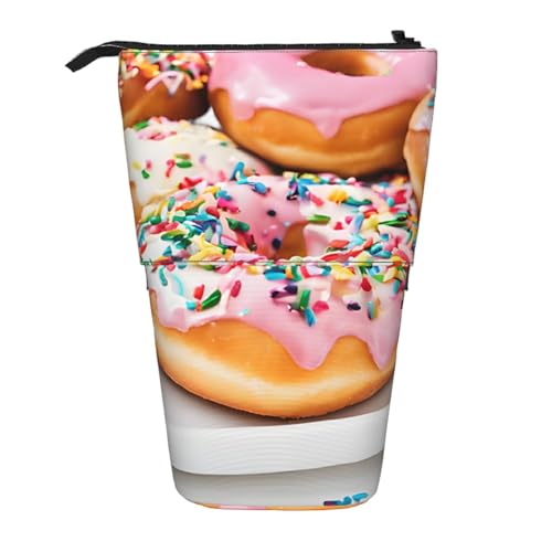 ESNAIUVCD Federmäppchen mit weihnachtlichem Donuts-Druck, personalisierbar, personalisierbar, mit Unterschrift, für Studenten, Kinder, Erwachsene, für Schule, Büro von ESNAIUVCD