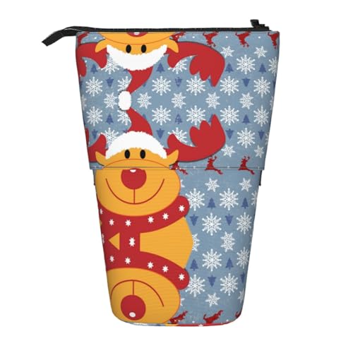 ESNAIUVCD Federmäppchen mit weihnachtlichem Hirsch-Aufdruck, personalisierbar, personalisierbar, für Studenten, Kinder, Erwachsene, für Schule, Büro von ESNAIUVCD