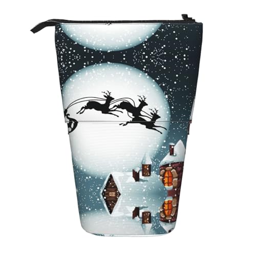 ESNAIUVCD Federmäppchen mit weihnachtlichem Hirsch-Motiv, personalisierbar, einziehbar, personalisierbar, für Studenten, Kinder, Erwachsene, für Schule, Büro von ESNAIUVCD