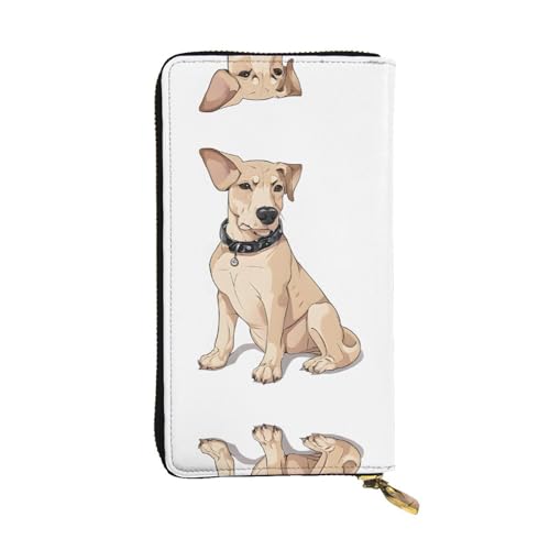 ESNAIUVCD Französische Geldbörse mit süßem Bulldoggen-Druck, echtes Leder, für Damen, Herren, Multifunktions-Clutch, Reißverschluss, große Reise-Handy, lange Geldbörse, Schwarz , Einheitsgröße von ESNAIUVCD