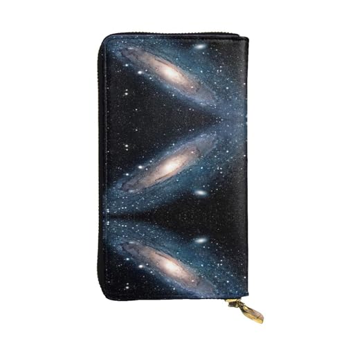 ESNAIUVCD Galaxy Universe Stars Print Echtes Leder Damen Herren Geldbörsen Multifunktions Clutch Geldbörse Reißverschluss Groß Reise Handy Lange Geld Geldbörsen, Schwarz , Einheitsgröße von ESNAIUVCD