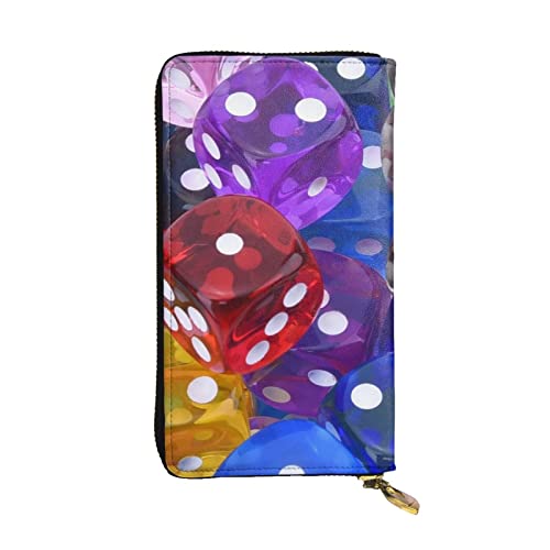ESNAIUVCD Games Dice Set Print Echtes Leder Damen Herren Geldbörsen Multifunktions Clutch Geldbörse Reißverschluss Groß Reise Handy Lange Geld Geldbörsen, Schwarz , Einheitsgröße von ESNAIUVCD