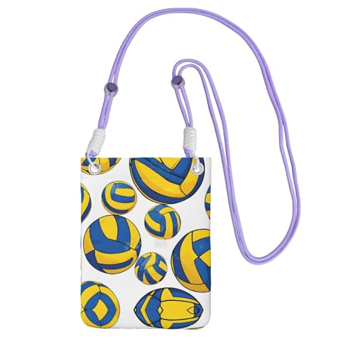 ESNAIUVCD Gelber und blauer Volleyball-Druck, trägt eine Handytasche diagonal, Crossbody-Tasche, geeignet zum Tragen von Handywechsel, etc, violett, Einheitsgröße von ESNAIUVCD