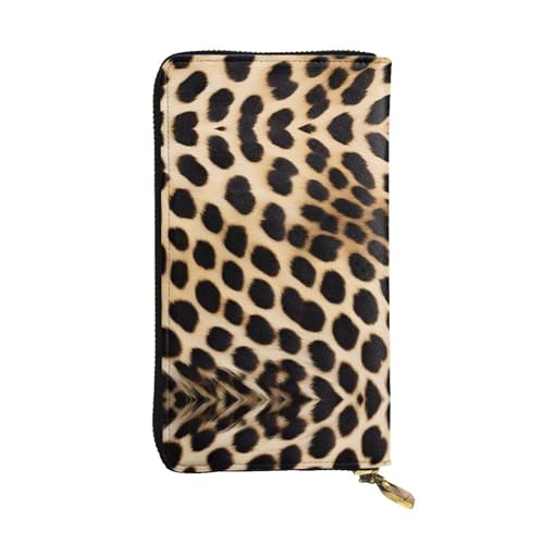 ESNAIUVCD Geldbörse mit Leopardenmuster, echtes Leder, für Damen, Herren, Multifunktions-Clutch, Reißverschluss, große Reise-Handy, lange Geldtasche, Schwarz , Einheitsgröße von ESNAIUVCD