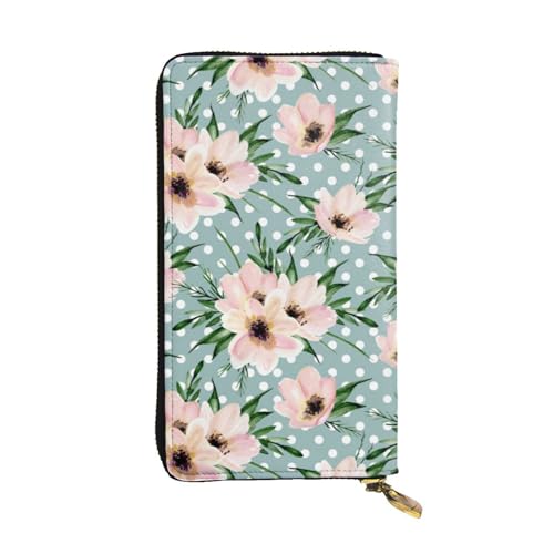 ESNAIUVCD Geldbörse mit Punktemuster, echtes Leder, für Damen, Herren, Multifunktions-Clutch, Reißverschluss, große Reise-Handy, lange Geldbörse, Schwarz , Einheitsgröße von ESNAIUVCD