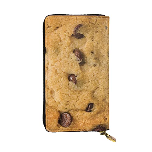 ESNAIUVCD Geldbörse mit Schokoladenkeks-Aufdruck, echtes Leder, für Damen, Herren, Multifunktions-Clutch, Reißverschluss, große Reise-Handy, lange Geldbörsen, Schwarz , Einheitsgröße von ESNAIUVCD