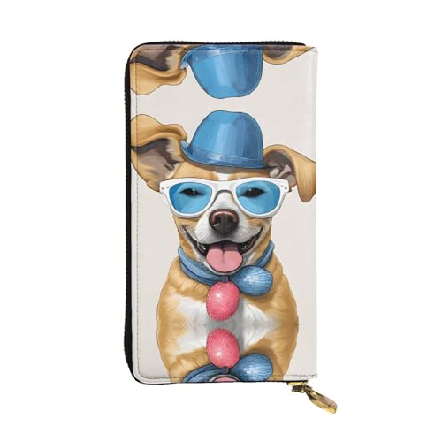 ESNAIUVCD Geldbörse mit französischer Bulldogge, echtes Leder, für Damen, Herren, Multifunktions-Clutch, Reißverschluss, große Reise-Handy, lange Geldbörse, Schwarz , Einheitsgröße von ESNAIUVCD