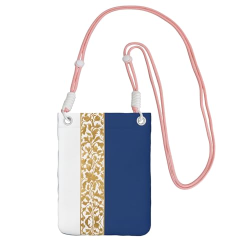 ESNAIUVCD Goldfarbener, blau-weißer Druck, trägt eine Handytasche diagonal, Crossbody-Tasche, geeignet zum Tragen von Handywechsel, etc, rose, Einheitsgröße ESNAIUVCD Goldfarbener, blau-weißer Druck, trägt eine Handytasche diagonal, Crossbody-Tasche, geeignet zum Tragen von Handywechsel, etc, rose, Einheitsgröße von ESNAIUVCD