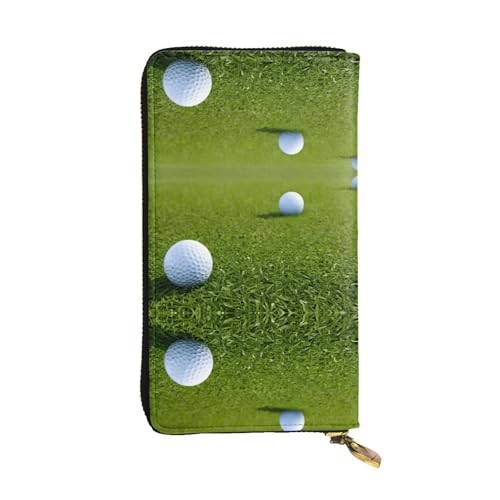 ESNAIUVCD Grass Baseball Softball-Druck Echtes Leder Damen Herren Geldbörsen Multifunktions-Clutch Geldbörse Reißverschluss Groß Reise Handy Lange Geld Geldbörsen, Schwarz , Einheitsgröße von ESNAIUVCD