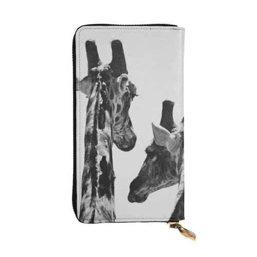 ESNAIUVCD Griaffe Damen Herren Geldbörse aus echtem Leder, multifunktional, Clutch, Reißverschluss, große Reise-Handy, lange Geldtasche, Schwarz , Einheitsgröße von ESNAIUVCD