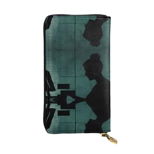 ESNAIUVCD Hacker Attack Print Echtes Leder Damen Herren Geldbörsen Multifunktions Clutch Geldbörse Reißverschluss Groß Reise Handy Lange Geld Geldbörsen, Schwarz , Einheitsgröße von ESNAIUVCD