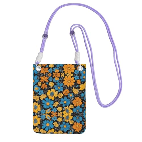 ESNAIUVCD Hippie-Muster-Druck, tragen Sie eine Handytasche diagonal, Crossbody-Tasche, geeignet zum Tragen von Handywechsel, etc, violett, Einheitsgröße von ESNAIUVCD