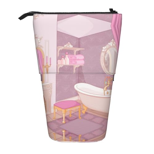 ESNAIUVCD Inneres des Badezimmers bedrucktes, einziehbares Federmäppchen, personalisierbar, mit Unterschrift, für Studenten, Kinder, Erwachsene, für Schule, Büro von ESNAIUVCD