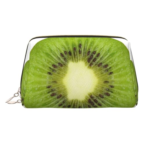 ESNAIUVCD Kiwi Make-up-Tasche mit Aufdruck, Kosmetiktasche, Damen-Kosmetiktasche aus PU-Leder mit Handschlaufe, Reise-Kulturbeutel, Make-up-Tasche, gold, Einheitsgröße von ESNAIUVCD