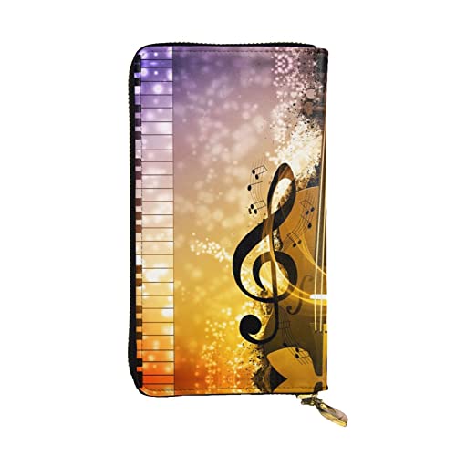 ESNAIUVCD Klavier Violine Musiknoten Druck Echtes Leder Damen Herren Geldbörsen Multifunktions Clutch Geldbörse Reißverschluss Groß Reise Handy Lange Geld Geldbörsen, Schwarz , Einheitsgröße von ESNAIUVCD