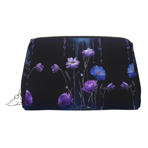 ESNAIUVCD Kosmetiktasche mit Blumendruck, PU-Kunstleder, mit Handschlaufe, Reise-Kulturbeutel, Make-up-Tasche, silber, Einheitsgröße ESNAIUVCD Kosmetiktasche mit Blumendruck, PU-Kunstleder, mit Handschlaufe, Reise-Kulturbeutel, Make-up-Tasche, silber, Einheitsgröße von ESNAIUVCD