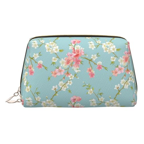 ESNAIUVCD Kosmetiktasche mit Blumenzweigen, Kosmetiktasche, Damen-Kosmetiktasche aus PU-Leder mit Handschlaufe, Reise-Kulturbeutel, Make-up-Tasche, gold, Einheitsgröße von ESNAIUVCD