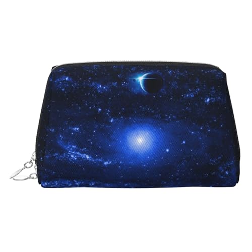 ESNAIUVCD Kosmetiktasche mit Galaxie-Aufdruck, Damen-Kosmetiktasche aus PU-Leder mit Handschlaufe, Reise-Kulturbeutel, Make-up-Tasche, silber, Einheitsgröße von ESNAIUVCD