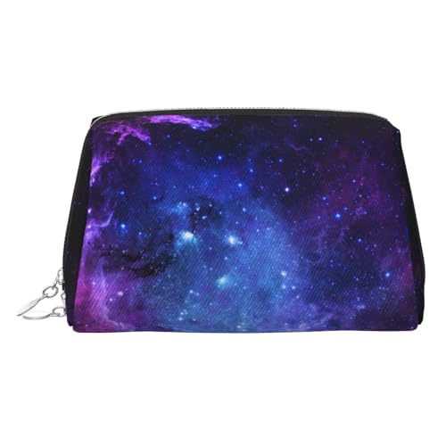 ESNAIUVCD Kosmetiktasche mit Galaxie-Druck, für Damen, PU-Leder, Kosmetiktasche mit Handschlaufe, Reise-Kulturbeutel, Make-up-Tasche, silber, Einheitsgröße von ESNAIUVCD