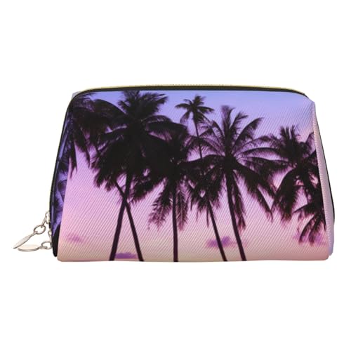 ESNAIUVCD Kosmetiktasche mit Palmendruck, Damen-Kosmetiktasche aus PU-Leder mit Handschlaufe, Reise-Kulturbeutel, Make-up-Tasche, gold, Einheitsgröße von ESNAIUVCD